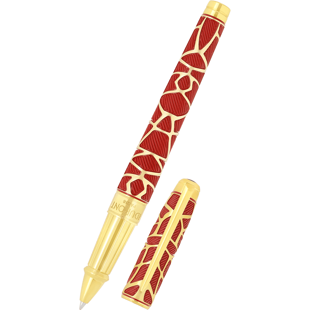 S T Dupont Line D Eternity Rollerball Pen - Limited Edition - Orlinski Red - Yellow Gold Trim (Large) - Pen Boutique Ltd