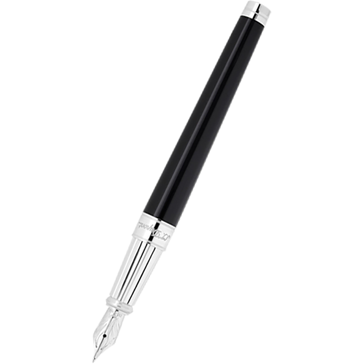 S T Dupont Line D Fountain Pen - Eternity - Black - Palladium Trim (Large)-Pen Boutique Ltd
