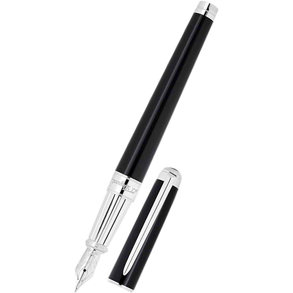 S T Dupont Line D Fountain Pen - Eternity - Black - Palladium Trim (Large)-Pen Boutique Ltd