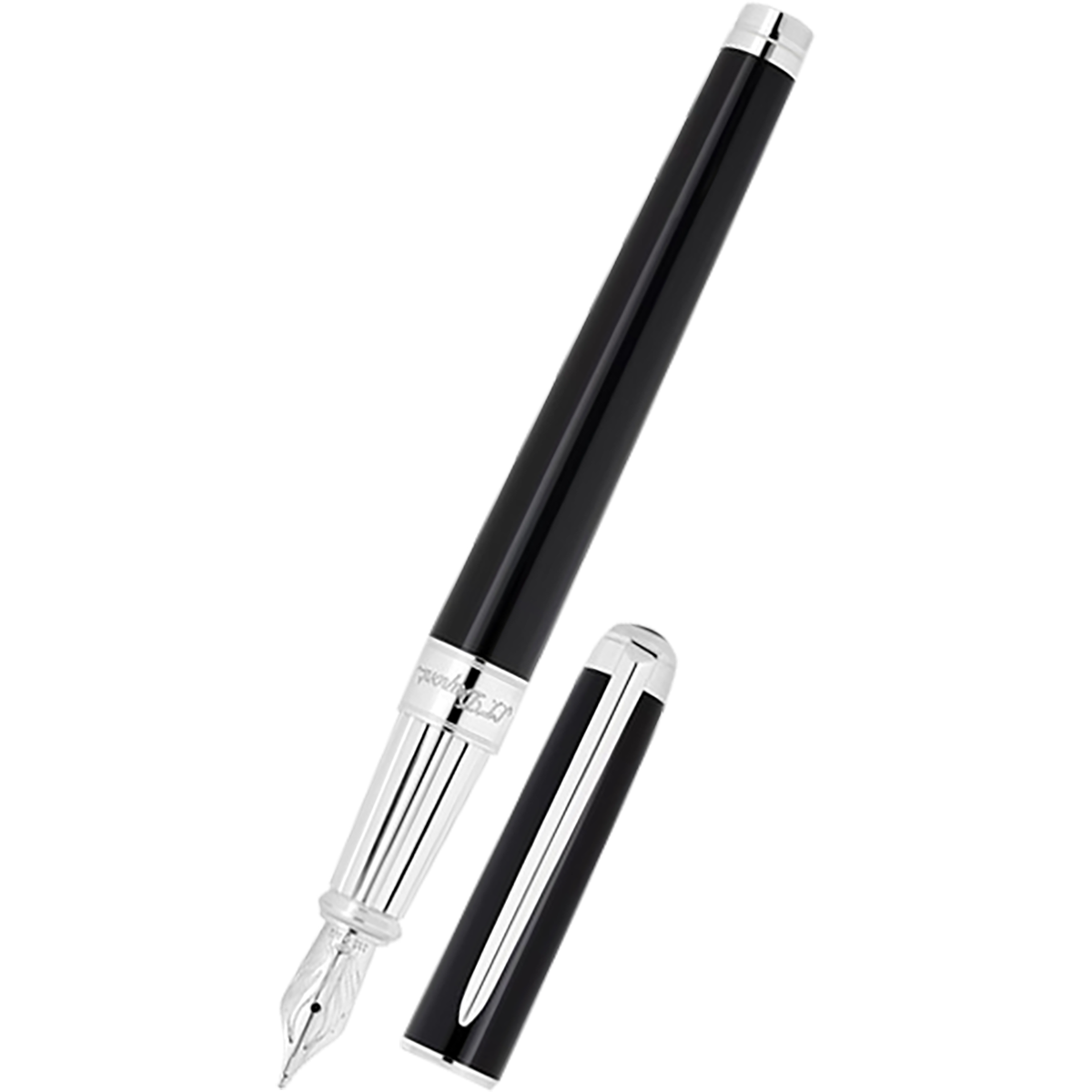 S T Dupont Line D Fountain Pen - Eternity - Black - Palladium Trim (Large)-Pen Boutique Ltd