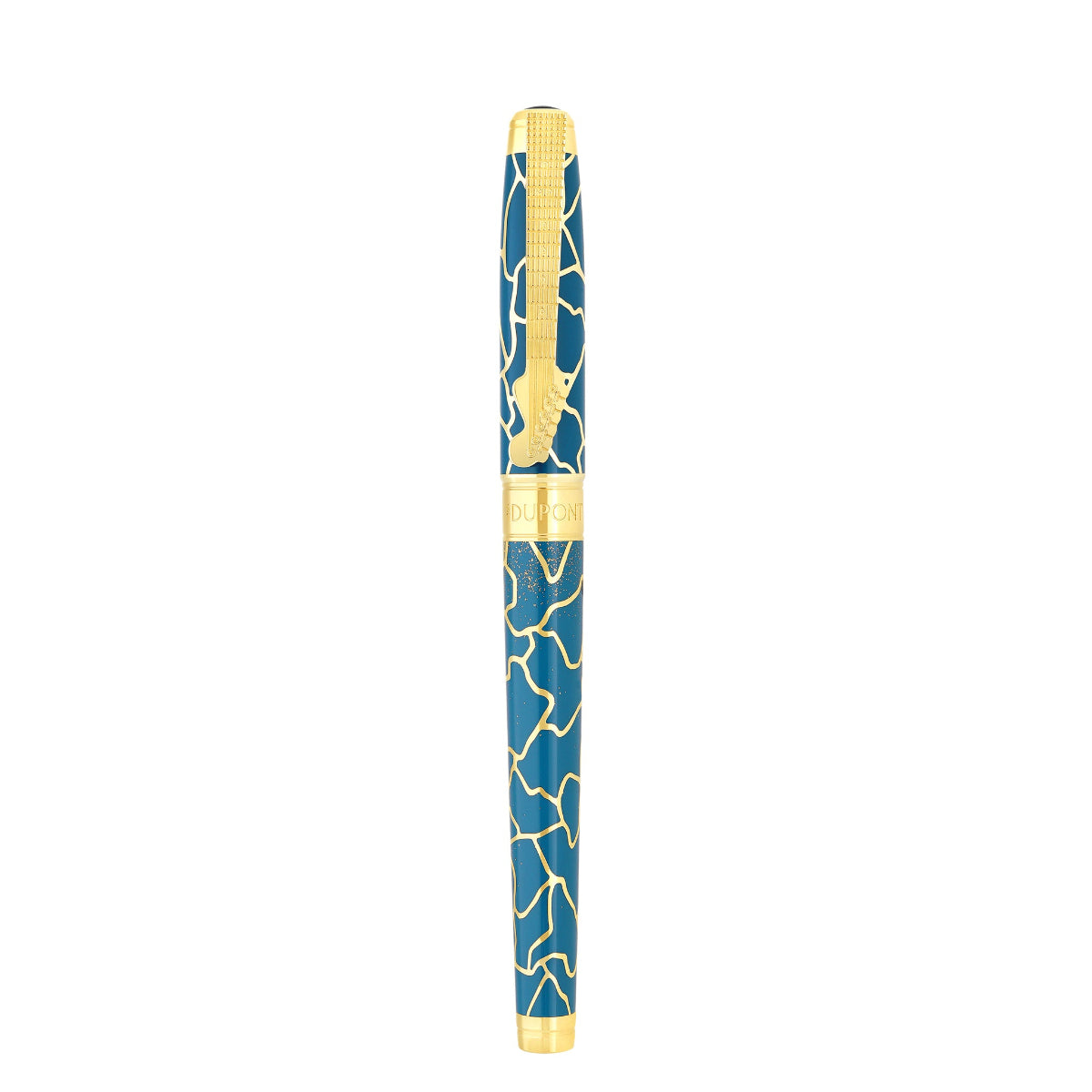 S T Dupont Line D Fountain Pen - Eternity Fender Blue & Golden (Large)-Pen Boutique Ltd