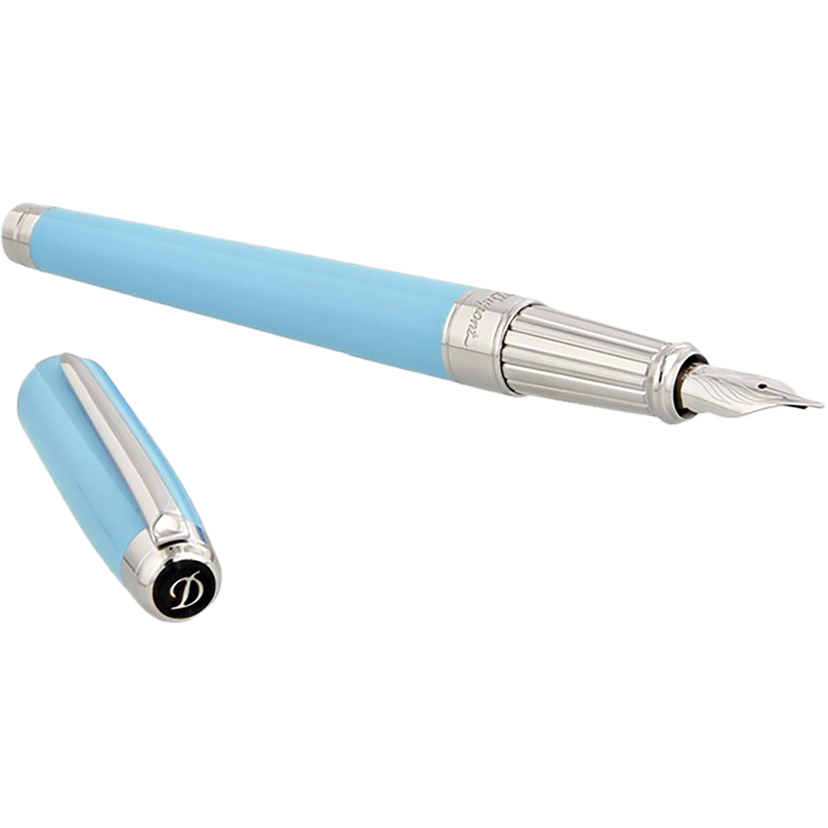 S T Dupont Line D Fountain Pen - Eternity - Turquoise - Palladium Trim (Large) - Medium Point.-Pen Boutique Ltd