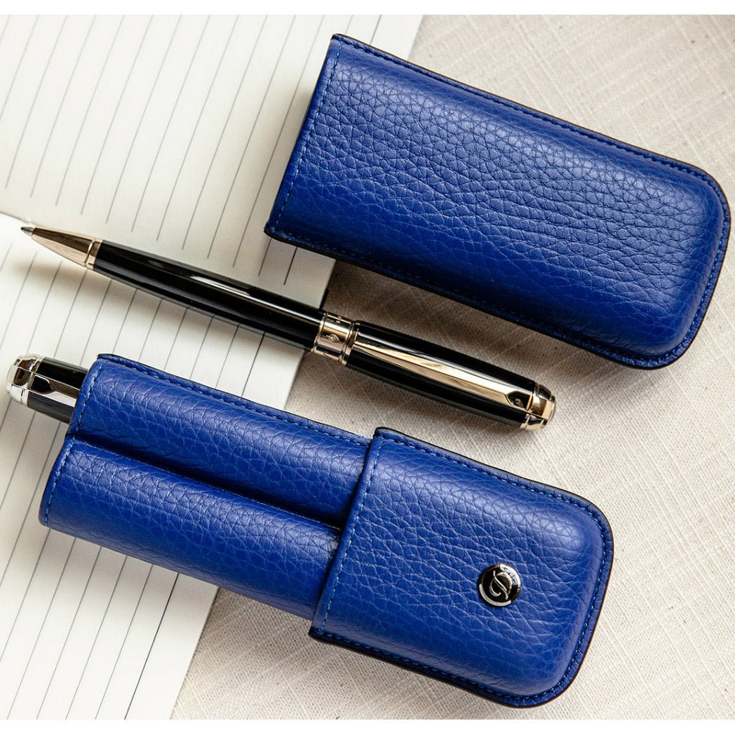 Two Pen Box S T Dupont Rigid Two Pen Case - Bleu (Blue)