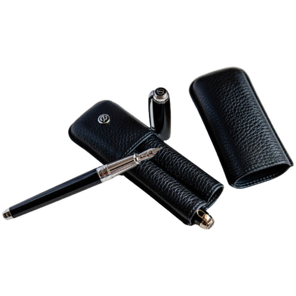 S T Dupont Rigid Two Pen Case - Noir (Black)-Pen Boutique Ltd