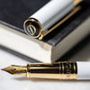 S T Dupont D-Initial Fountain Pen - White - Gold Trim-Pen Boutique Ltd