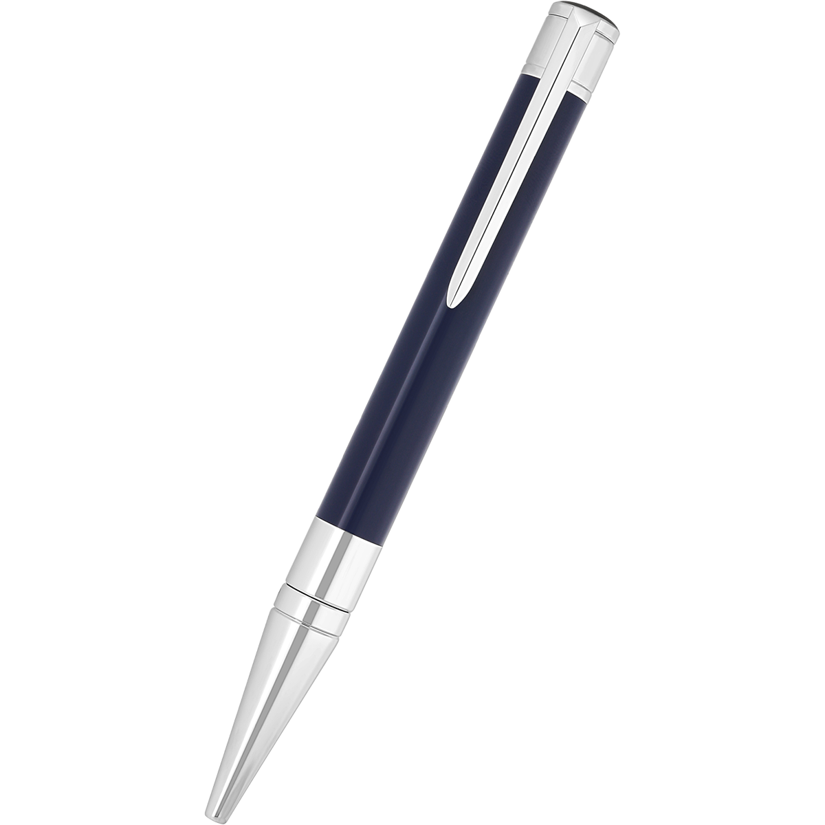 S T Dupont D-Initial Ballpoint Pen - Black - Chrome Trim-Pen Boutique Ltd