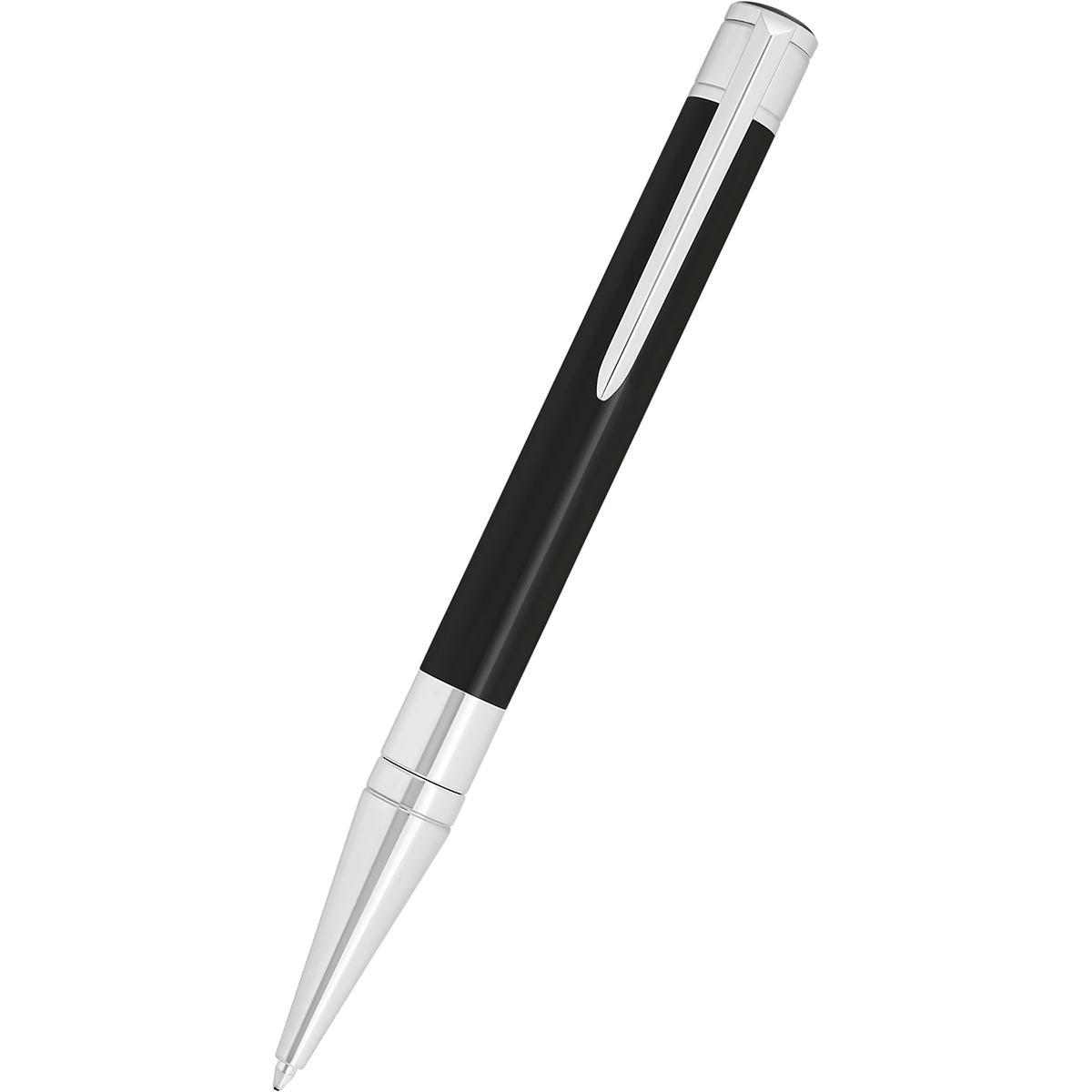 S T Dupont D-Initial Ballpoint Pen - Black - Chrome Trim-Pen Boutique Ltd