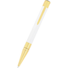 S T Dupont D-Initial Ballpoint Pen - White - Gold Trim-Pen Boutique Ltd