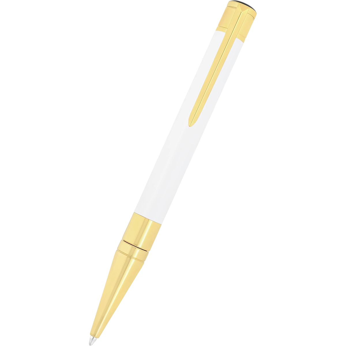 S T Dupont D-Initial Ballpoint Pen - White - Gold Trim-Pen Boutique Ltd