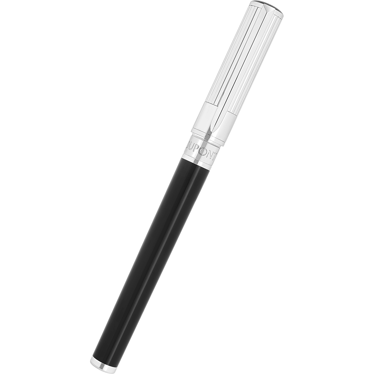 S T Dupont D-Initial Fountain Pen - Black - Chrome Trim-Pen Boutique Ltd