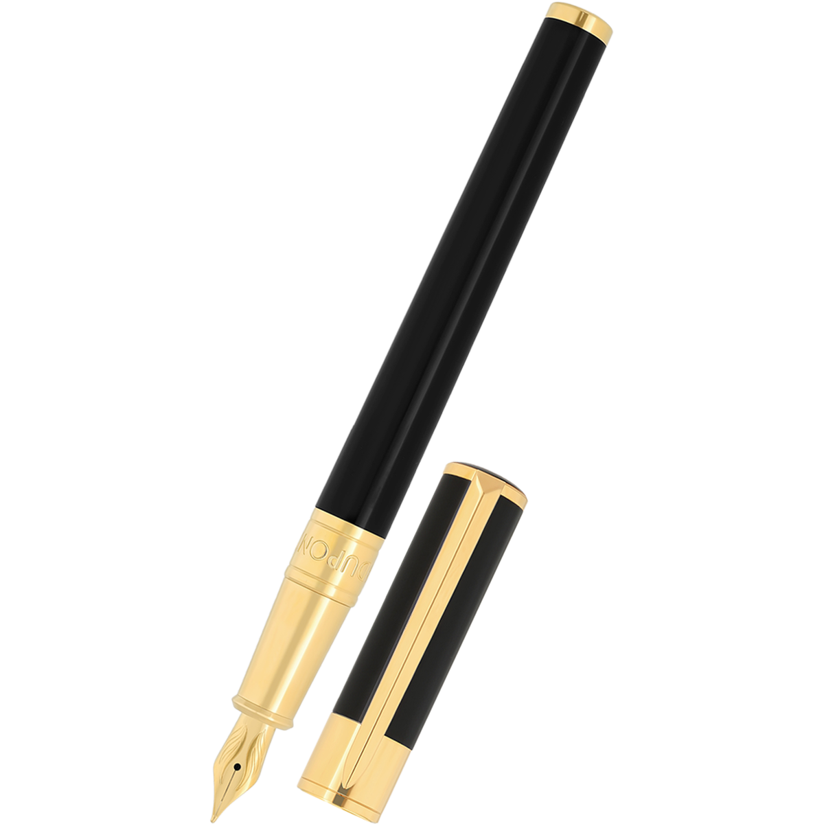 S T Dupont D-Initial Fountain Pen - Black - Gold Trim-Pen Boutique Ltd