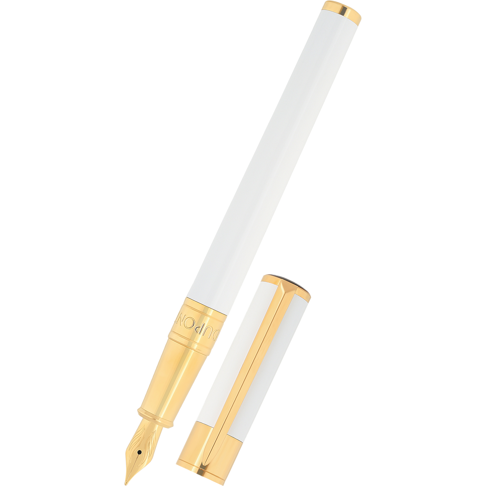 S T Dupont D-Initial Fountain Pen - White - Gold Trim-Pen Boutique Ltd