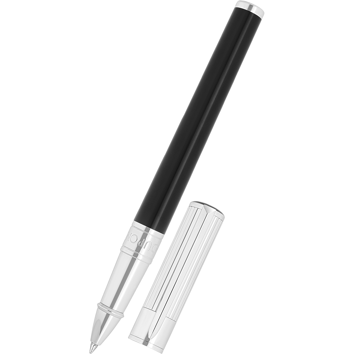 S T Dupont D-Initial Rollerball Pen - Black - Chrome Trim-Pen Boutique Ltd