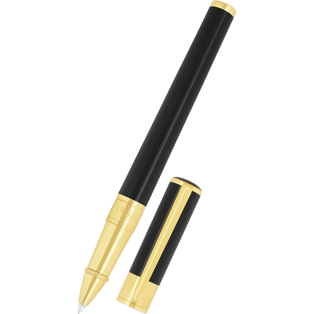 S T Dupont D-Initial Rollerball Pen - Black - Gold Trim-Pen Boutique Ltd