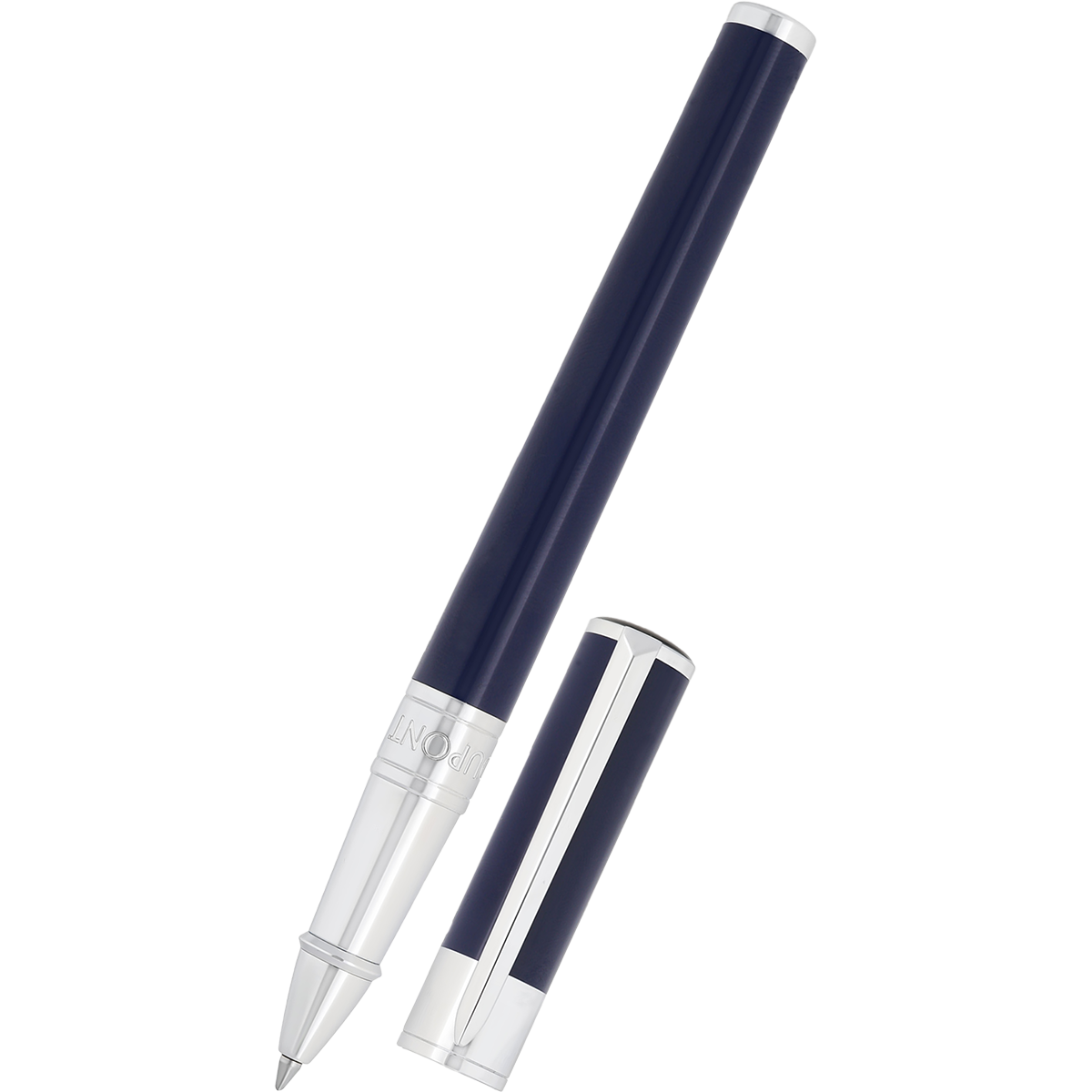 S T Dupont D-Initial Rollerball Pen - Blue - Chrome Trim-Pen Boutique Ltd