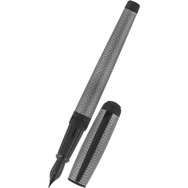 S T Dupont Line D Fountain Pen - Velvet Firehead Guilloche - Graphite-Pen Boutique Ltd