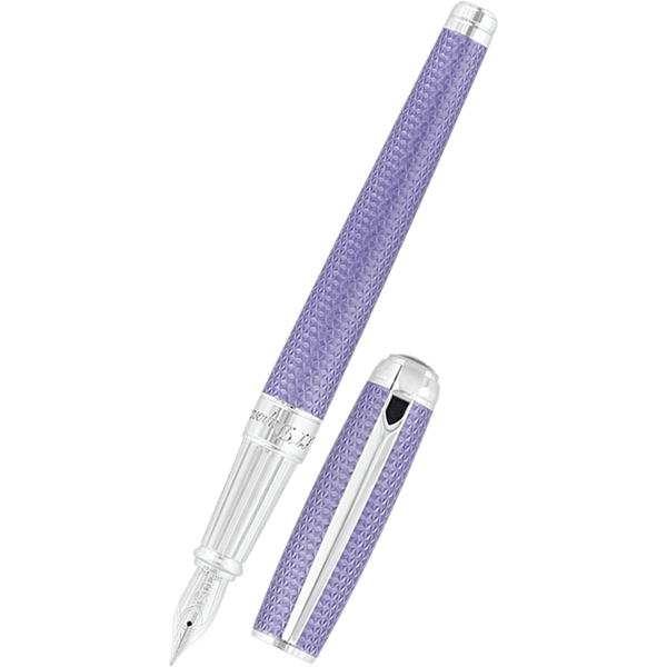 S T Dupont Line D Fountain Pen - Velvet Firehead Guilloche - Lilac-Pen Boutique Ltd