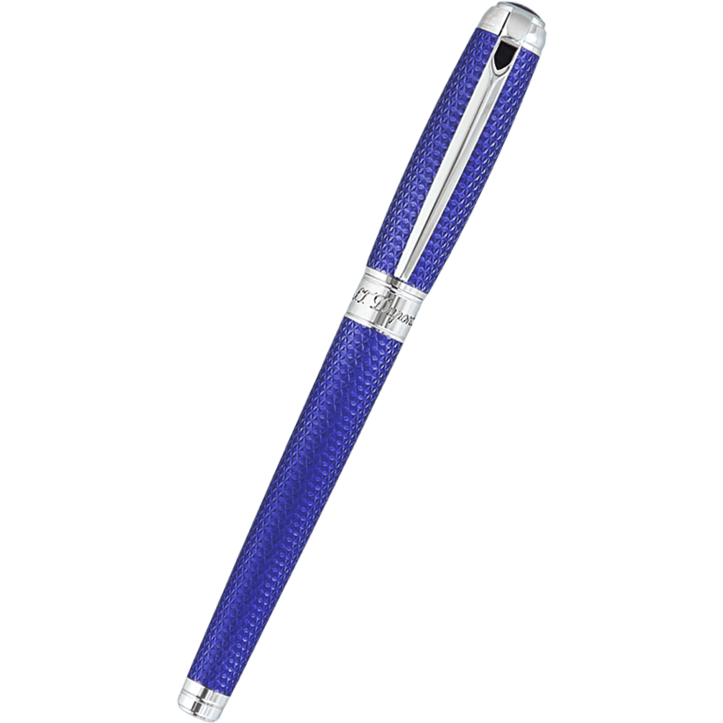 S T Dupont Line D Fountain Pen - Velvet Firehead Guilloche - Ocean Blue-Pen Boutique Ltd