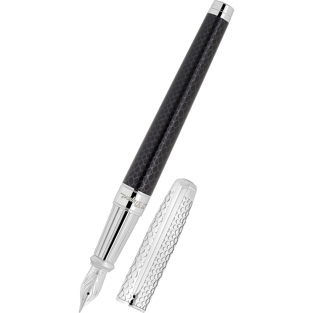 S T Dupont Line D Fountain Pen - Wild Eternity - Black Snake Skin (Large)-Pen Boutique Ltd