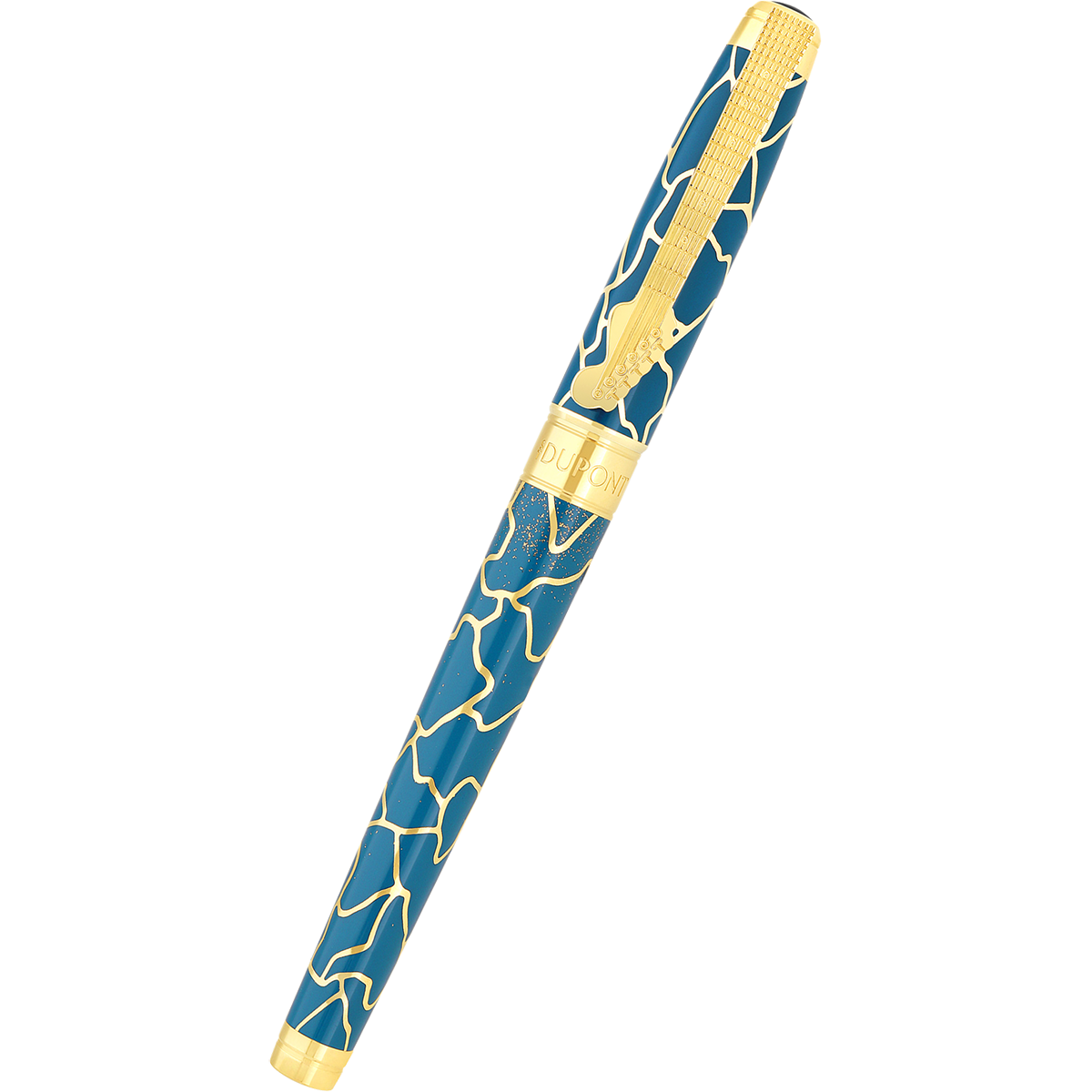S T Dupont Line D Fountain Pen - Eternity Fender Blue & Golden (Large)-Pen Boutique Ltd