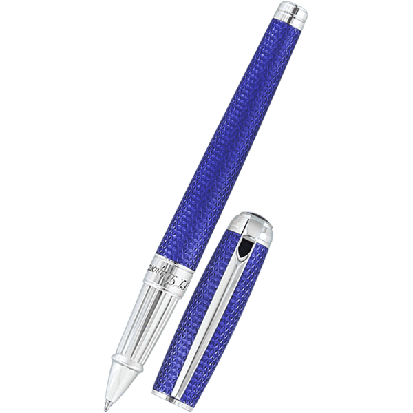 S T Dupont Line D Rollerball Pen - Velvet Firehead Guilloche - Ocean Blue-Pen Boutique Ltd