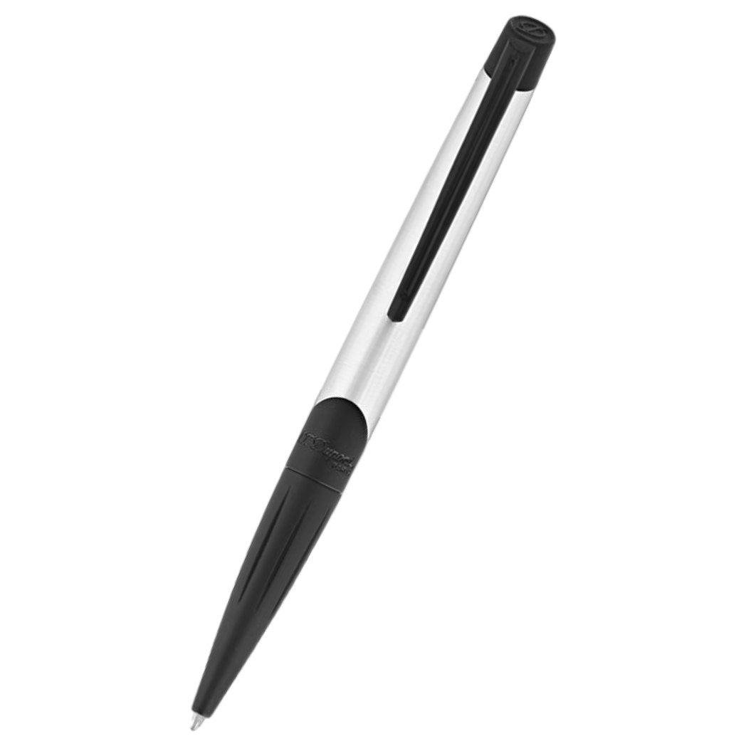 S.T. Dupont Defi Millennium Stealth Ballpoint Pen - Brushed Chrome with Matte Black-Pen Boutique Ltd