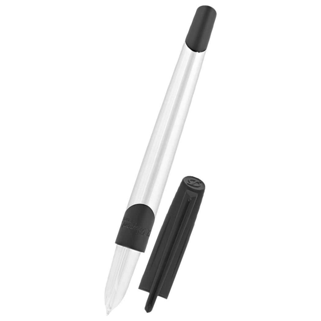S.T. Dupont Defi Millennium Stealth Fountain Pen - Brushed Chrome with Matte Black-Pen Boutique Ltd