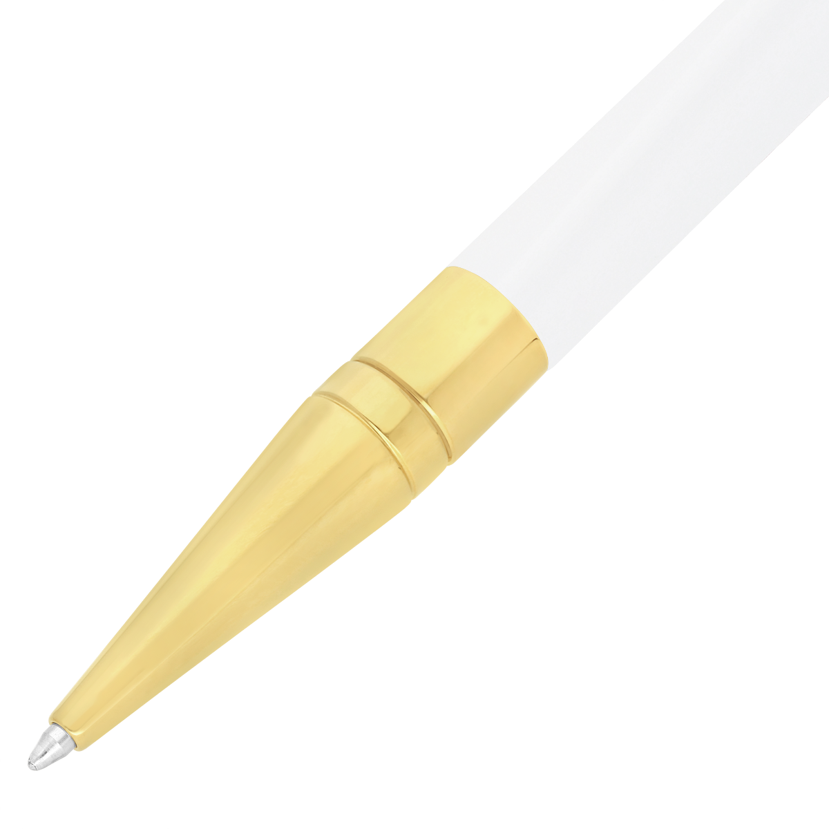 S T Dupont D-Initial Ballpoint Pen - White - Gold Trim-Pen Boutique Ltd