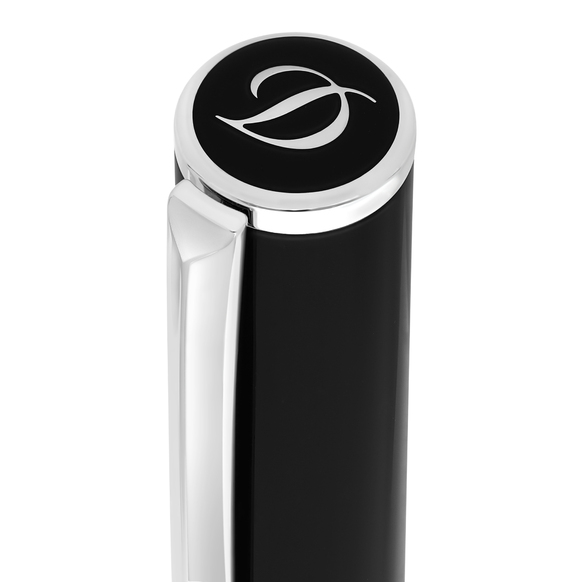 S T Dupont D-Initial Fountain Pen - Black - Chrome Trim-Pen Boutique Ltd