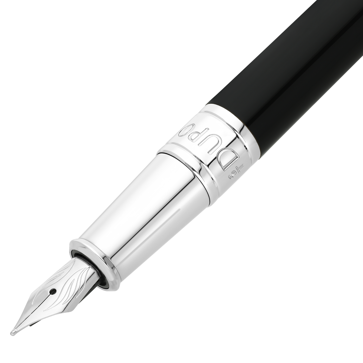 S T Dupont D-Initial Fountain Pen - Black - Chrome Trim-Pen Boutique Ltd