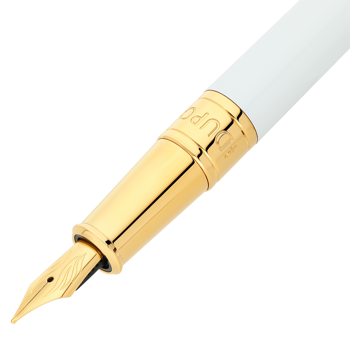 S T Dupont D-Initial Fountain Pen - White - Gold Trim-Pen Boutique Ltd