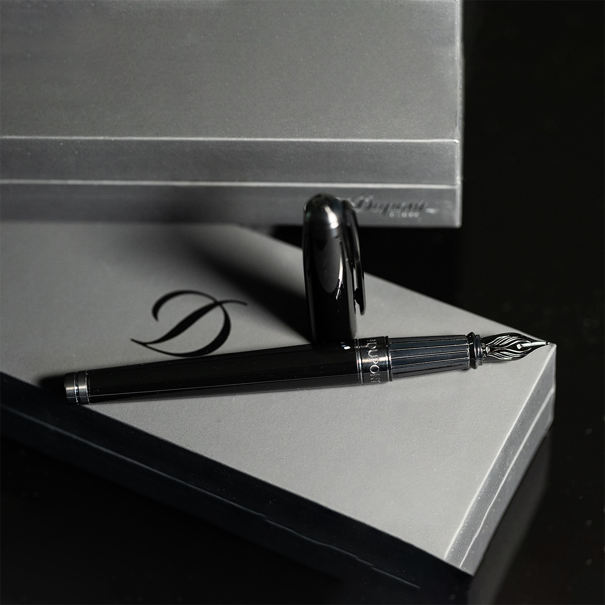 S T Dupont Line D Fountain Pen - Eternity - Silky Black (Large)-Pen Boutique Ltd
