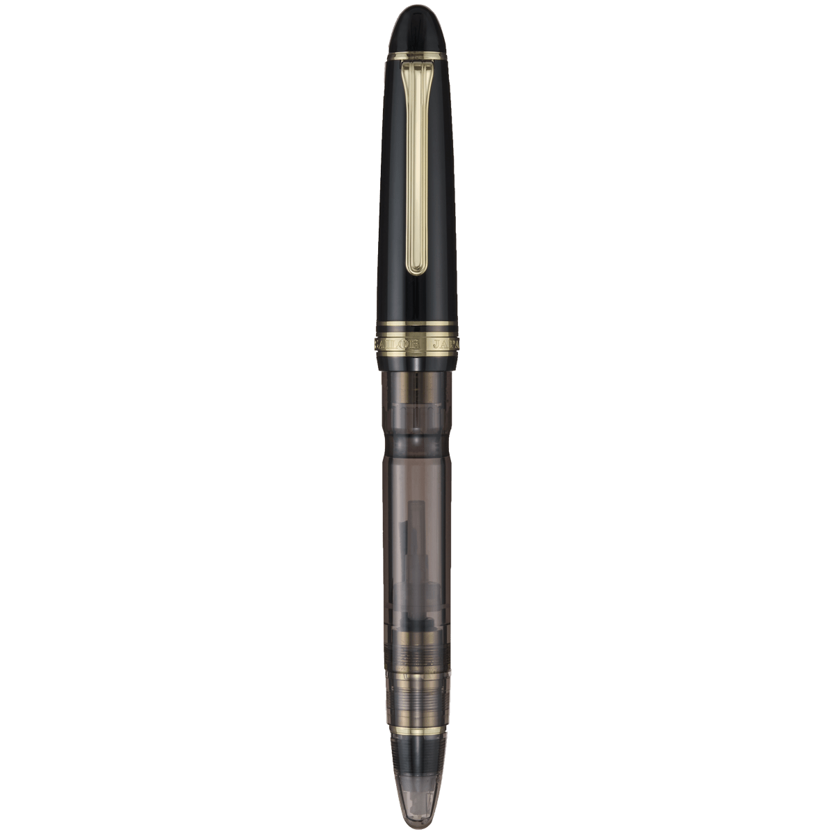 Sailor 1911L Fountain Pen - Realo Smoke Black - IP Gold Trim - 18K Gold Nib - Pen Boutique Ltd