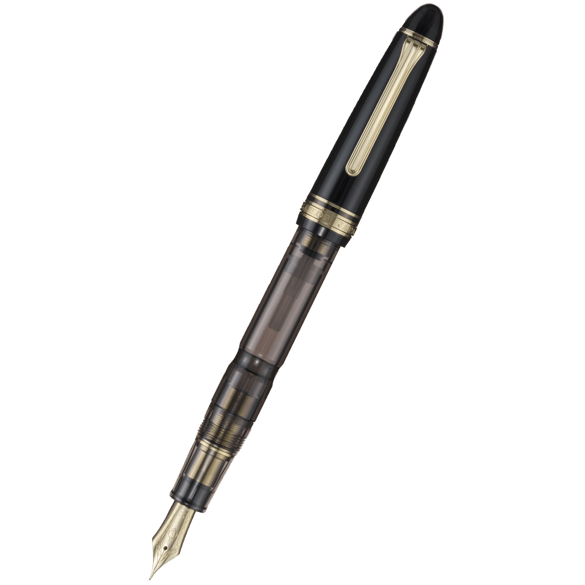Sailor 1911L Fountain Pen - Realo Smoke Black - IP Gold Trim - 18K Gold Nib - Pen Boutique Ltd
