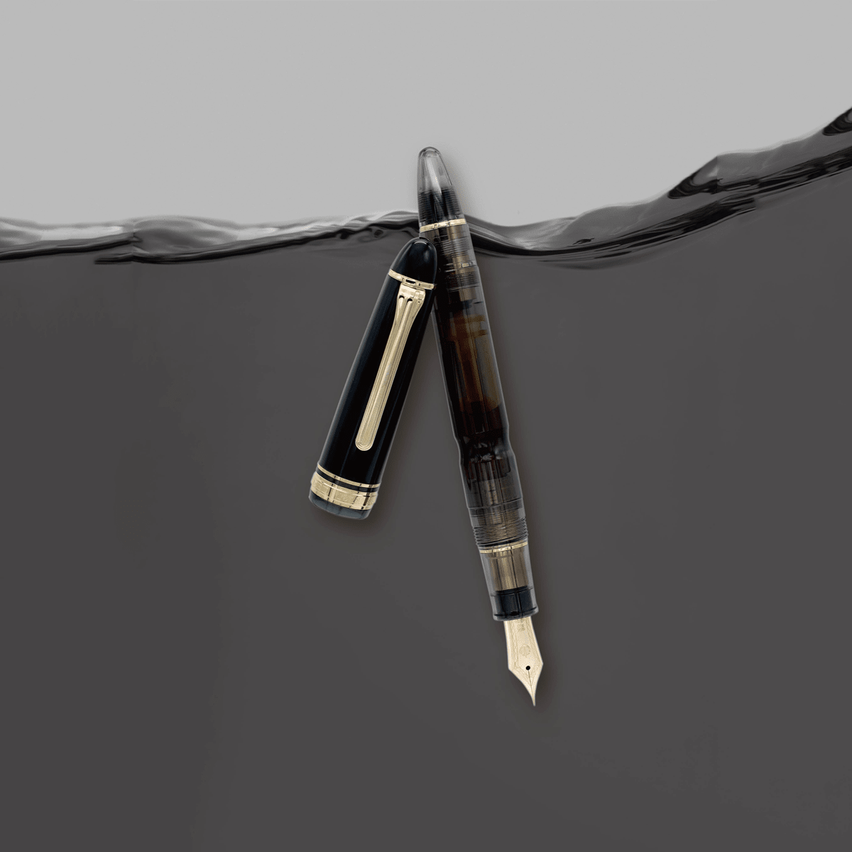 Sailor 1911L Fountain Pen - Realo Smoke Black - IP Gold Trim - 18K Gold Nib - Pen Boutique Ltd