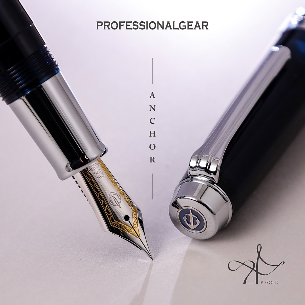Sailor Professional Gear Fountain Pen - Anchor - Blue Dawn - 21K Nib (Silver Trim)-Pen Boutique Ltd
