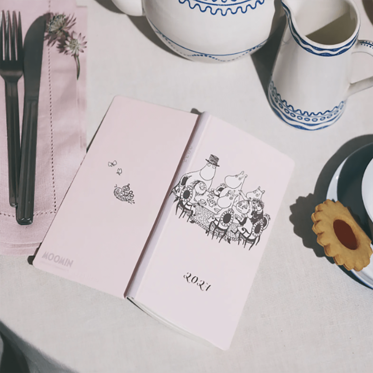Hobonichi 2027 Light Hardcover Book - Moomin: At the Table - Tall & Slim (Weeks - January Start) - Pen Boutique Ltd