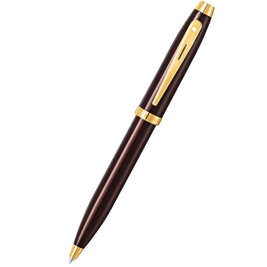 Sheaffer 100 Ballpoint Pen - Coffee Brown Lacquer - Gold Trim-Pen Boutique Ltd