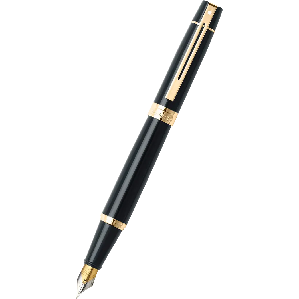 Sheaffer 300 Glossy Black Gold Trim Fountain Pen