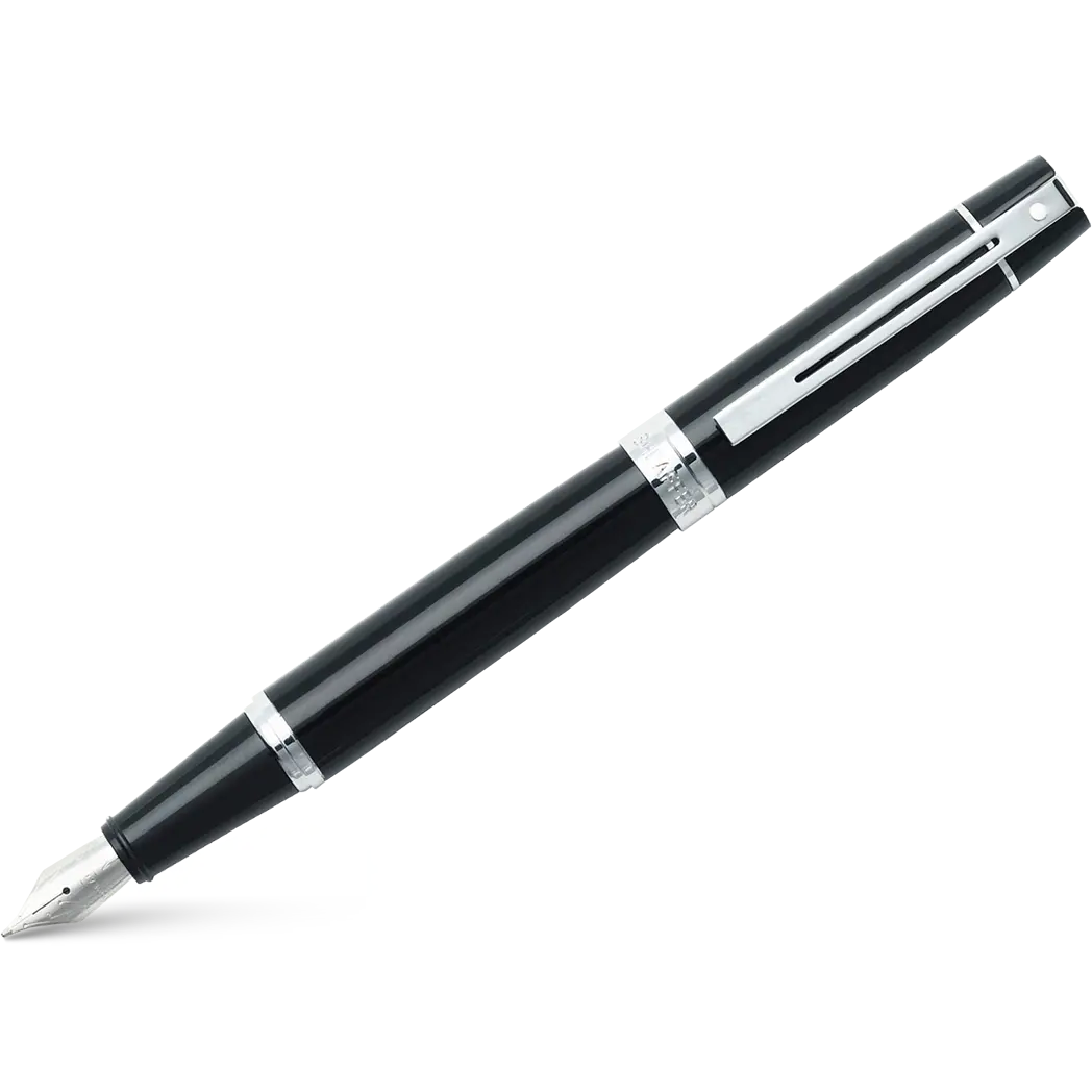Sheaffer 300 Glossy Black with Chrome Trim Fountain Pen - Fine-Pen Boutique Ltd