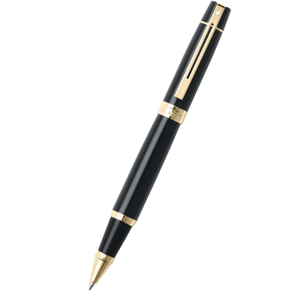 Sheaffer 300 Glossy Black with Gold Trim Rollerball Pen-Pen Boutique Ltd