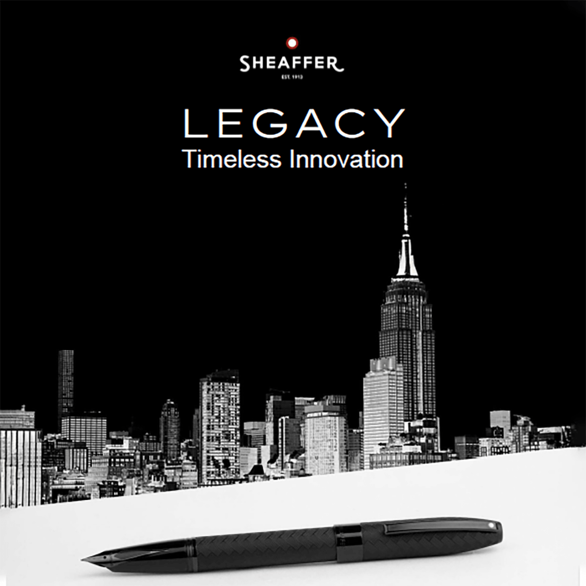 Sheaffer Legacy Chevron Matte Black Fountain Pen | PVD Gunmetal Trim