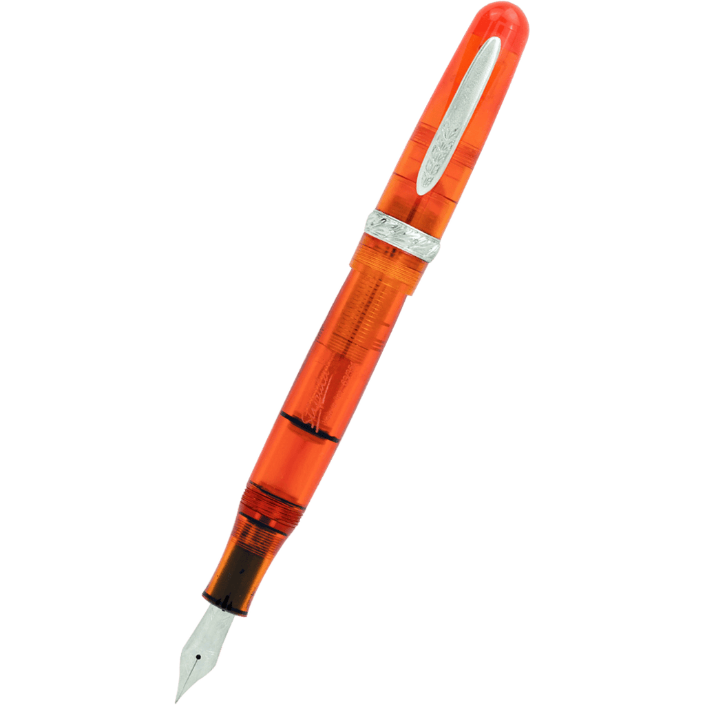 Stipula Etruria Rainbow Fountain Pen - Clear Orange - Stainless Steel (Limited Edition)-Pen Boutique Ltd