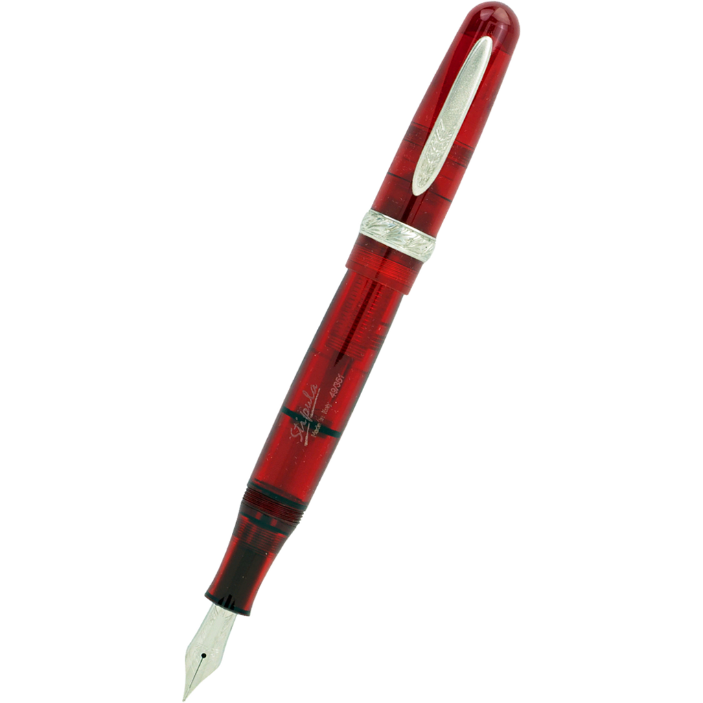 Stipula Etruria Rainbow Fountain Pen - Clear Red - Stainless Steel (Limited Edition)-Pen Boutique Ltd