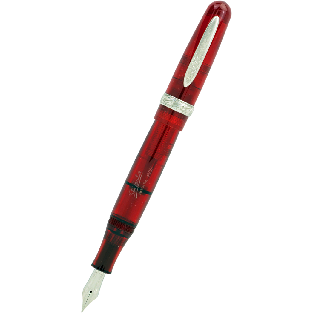 Stipula Etruria Rainbow Fountain Pen - Clear Red - Stainless Steel (Limited Edition)-Pen Boutique Ltd