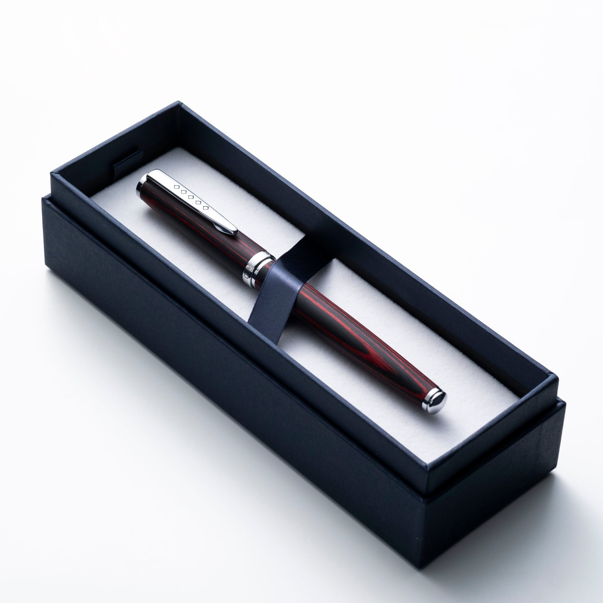 Tom Hessin Edinburgh Forth Bridge Red Rollerball Pen – Wooden Barrel, Chrome Trim - Pen Boutique Ltd