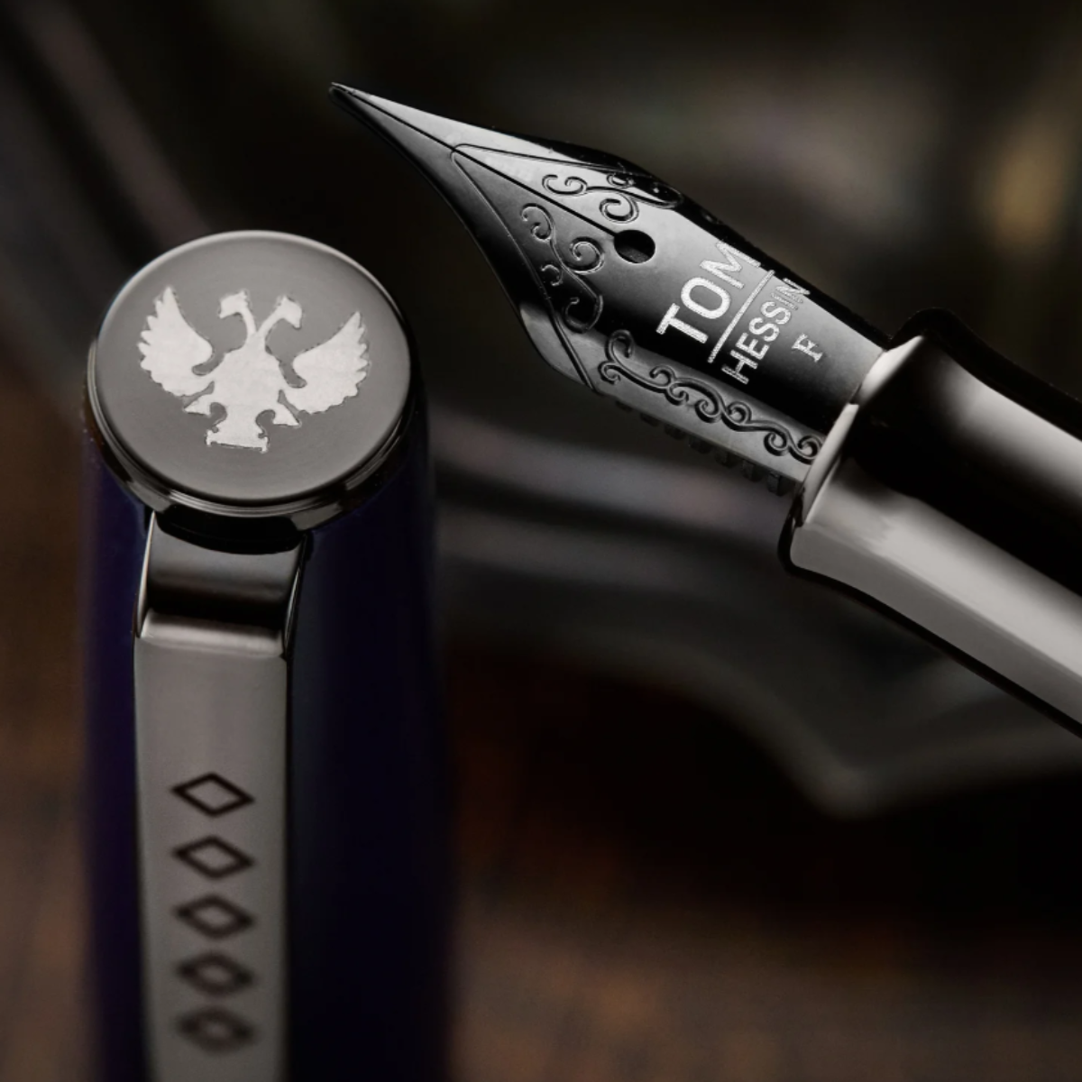 Tom Hessin Rebel "Oxford Blue" Fountain Pen – Gunmetal Trim-Pen Boutique Ltd