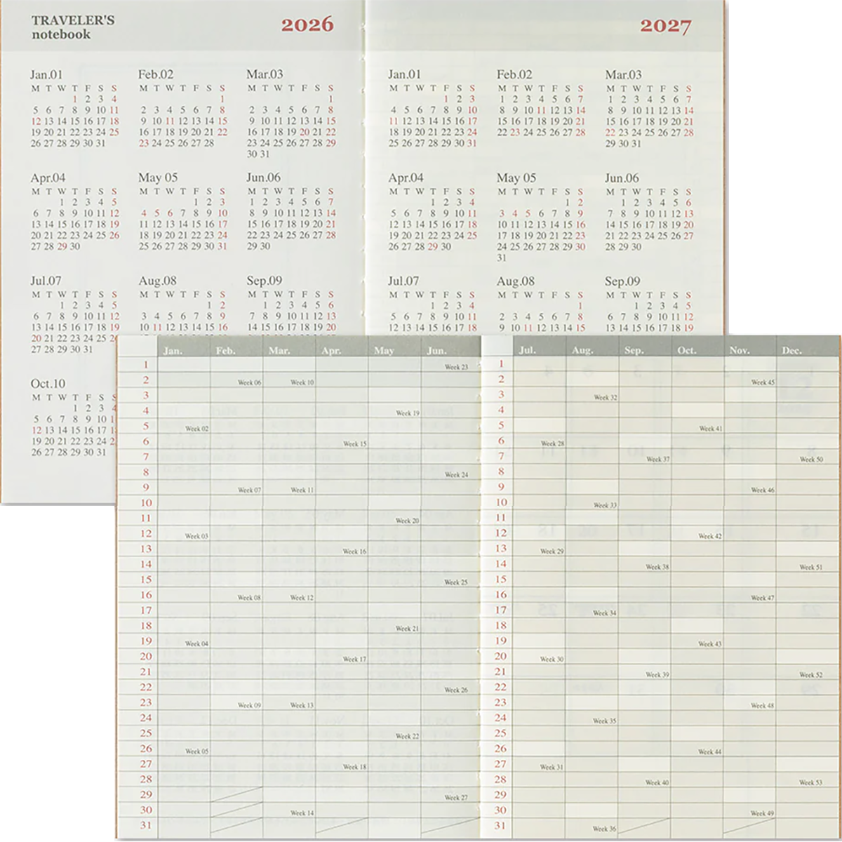 Traveler's Notebook - 2026 Monthly (Passport Size)-Pen Boutique Ltd