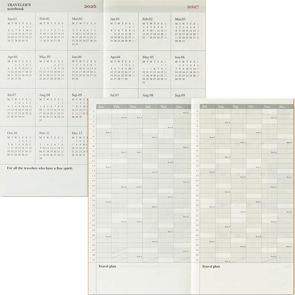 Traveler's Notebook - 2026 Monthly (Regular Size) - Pen Boutique Ltd