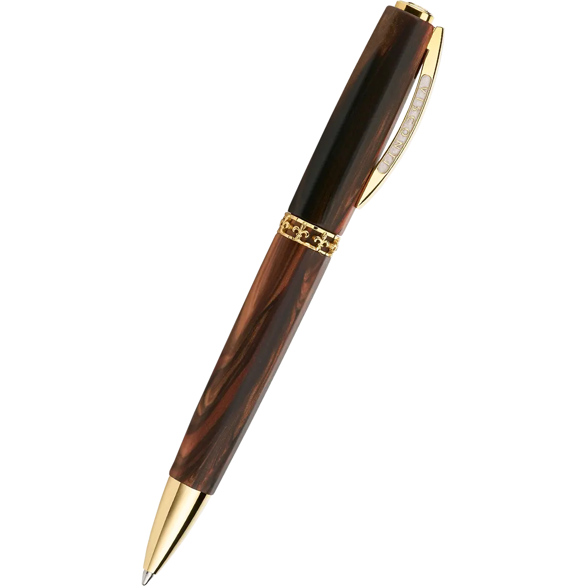 Visconti Medici Ballpoint Pen - Briarwood - Yellow Gold Trim Visconti Pens